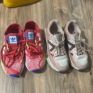 Adidas Red and Pink Sneakers Vibrant Knit Upper